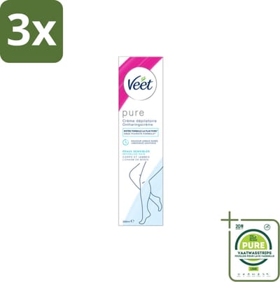 3 x Veet Minima - Ontharingscrème - Gevoelige Huid - Frisse parfum - 200ml - Grootverpakking - Ontharingscrème - Veet - Gevoelige Huid - Ontharen - Zachte Huid