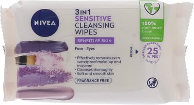 Nivea Biodegradeable Wipes 25s 3in1 Sensitive (NIV488)