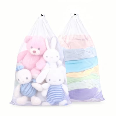 Dailygoods - Set van 2 zakken voor het wassen met trekkoord, duurzaam, slijtvast, anti-klitten, anti-beschadiging, geschikt voor wasmachine, wasmand, schoenwaszak, waszak