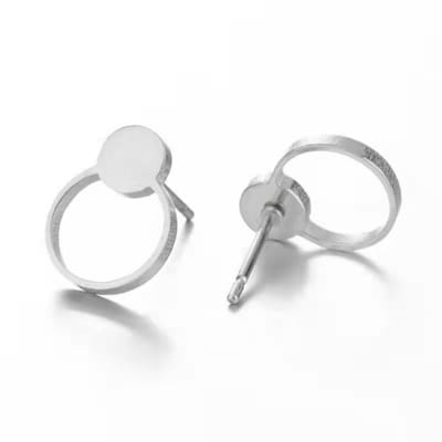 Gading® Oorknopjes - RVS dames Oorknoppen met rondje  - zilver