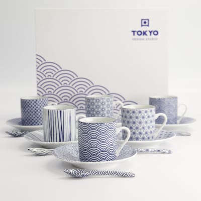 Tokyo Design Studio Nippon Blue Espresso Serviesset - 6 personen - 18 stuks - Porselein