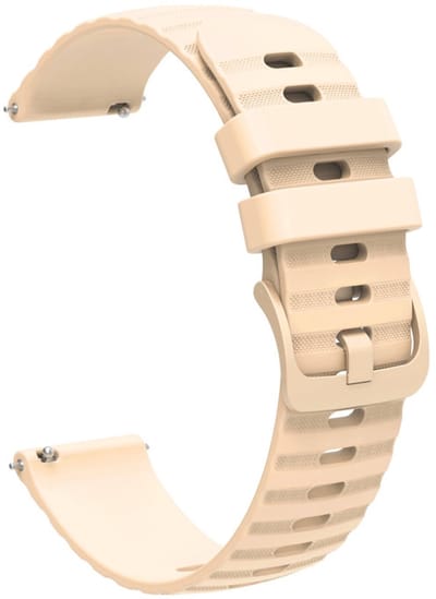 Siliconen bandje - geschikt voor Garmin Vivoactive 4 / Venu 4 (45mm) / Venu 3 / 2 / Forerunner 255 / Forerunner 265 / 570 (47mm) en Polar Vantage M / M2 / V3 / Grit X (Pro) - ribbel - beige
