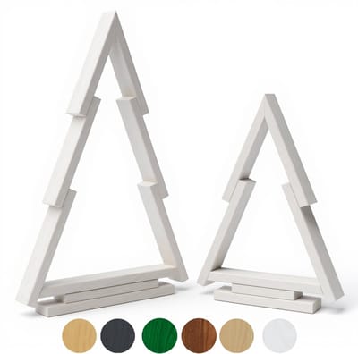 be4nature Houten Kerstboom Set 2 stuks (38 & 55 cm) - Alpenwit, Scandinavische Stijl