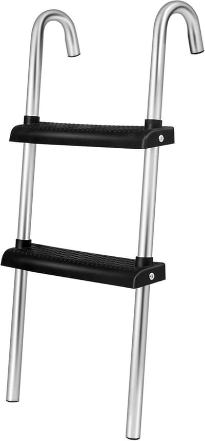 Trampoline ladder - Veilige trap - Veilig instappen - Extra brede treden - 75 cm - Zilver/zwart