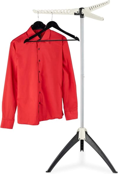 Droogrek voor 33 hangers - Inklapbaar hangdroogrek - Compact - HBD 128x66x66 cm - Wit