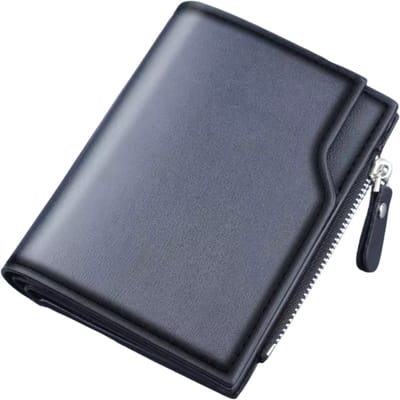 MoodLux Portemonnee Heren – PU Leer – 10 vakken – 6 pasjes – Met ritsvak voor muntgeld – Vak voor Briefgeld & Bonnetjes – ID-kaartvak – RFID anti-skim – Portefeuille – Zwart