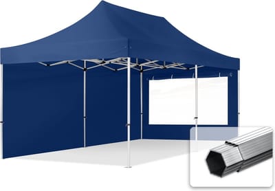 3x6 m Easy Up partytent Vouwpaviljoen PROFESSIONAL alu 40mm met zijwanden (panorama), blauw