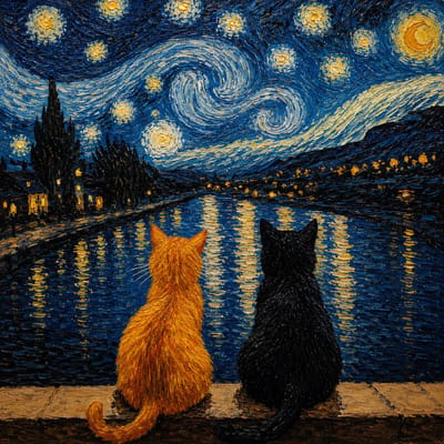 BOTC Diamond Painting - DIY Diamond Art Schilderij voor Volwassenen en Beginners - 30 x 40 cm - Katten en de sterren