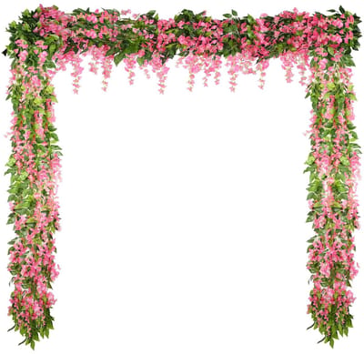 Dailygoods- Kunstbloemen 4 Stuks - Kunstmatige Blauweregen Slinger - Glycine Wijnstok - Zijde - 2 Meter Lang - Mooi Cadeau - Decoratiebloemen