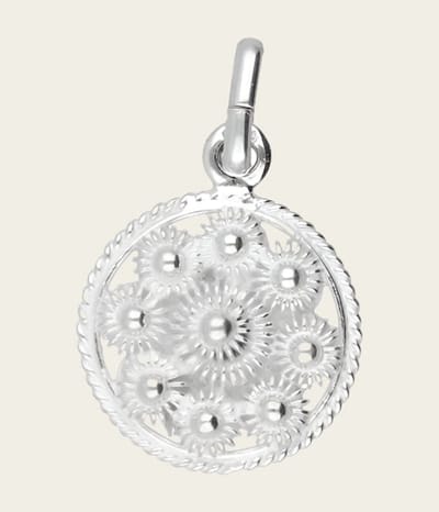 Zilveren Goese platte knop knoop 14 mm. ketting hanger