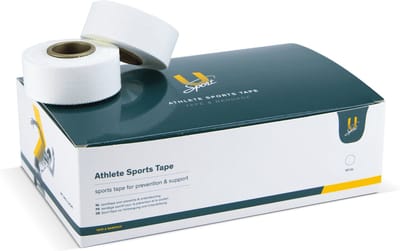 U-Sport Athlete Sports Tape - Niet-elastische Sporttape - Zinkoxide Kleeflaag - Voor Vingers & Polsen - Medische Kwaliteit - 12 Stuks - Wit (2,5 cm)