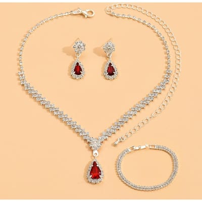 4 Stuks Bruiloft Accessoires voor Vrouwen, Oorbellen, Kettingen, Armbanden, Bruids Sieraden Sets, Banket- en Feestaccessoires-2910 beige