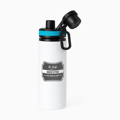 Hacebo® - De beste meester waterfles met draaidop blauw - Meester - geweldige meester - school - verjaardagscadeau - afscheidscadeau - kado - water fles - 850ML