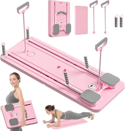 Pilates Board - Hervormer Set - Full Body Training - Verstelbare Weerstand - 107 cm Lengte - Roze