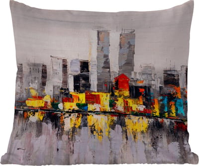 Buitenkussen Weerbestendig - Schilderij - Skyline - Kleuren - Olieverf - 50x50 cm