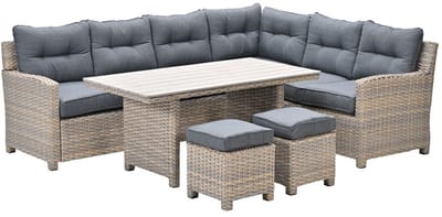 Seagull lounge-diningset - 5-delig - rechts - vintage willow - zwart