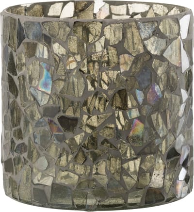 J-Line windlicht Mozaiek - glas - grijs/groen - large