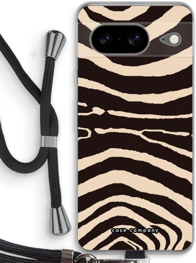 Case Company® - Hoesje met koord geschikt voor Google Pixel 8 hoesje met Koord - Arizona Zebra - Telefoonhoesje met Zwart Koord - Bescherming aan alle Kanten en Over de Schermrand