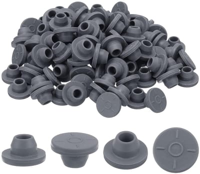 7.5mm Rubber Stoppers voor Ampullen - 100 Stuks Butyl Rubber Stoppen voor Injecties en Vloeistof Cultuurdozen, Grijs