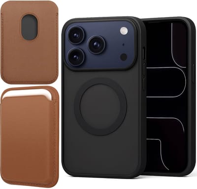 Hoesje + Pasjeshouder geschikt voor iPhone 17 Pro - Portemonnee geschikt voor MagSafe - Magnetisch - Pasjes Houder - Creditcardhouder - Bruin