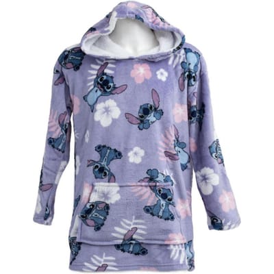 Lilo & Stitch kinder/kinderbloemen hoodiedeken One Size paars