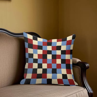Housse de coussin carrée Jacquard à carreaux Rétro pour Canapé Bureau Coussin lombaire Housse de coussin décorative pour la maison 45x45cm