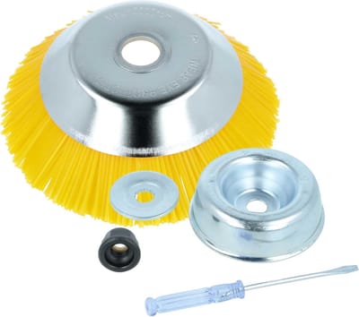 Onkruidborstel Nylon - Onkruidverwijderaar Bosmaaier - Terras Reinigen - Flexibele Nylon Borstels - Ø 20 cm - Geel