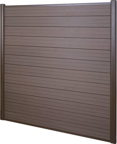 WPC privacyscherm Sarthe, windscherm, aluminium palen ~ basiselement, 1,90m bruin