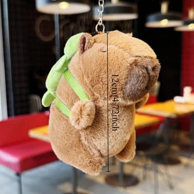 Capybara Pluche Speelgoed Set Mama met 4 Kleine Capybara's Capibala Pluche Poppen Knuffeldier Kussen Schildpad Rugzak Auto Decoratie beige