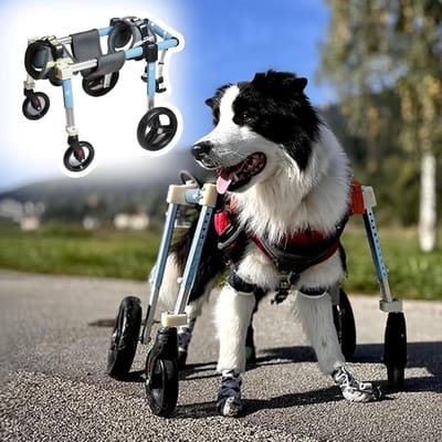 Hondenrolstoel Achterpoten - Hulpmiddel Hond - Mobiliteit Verbeteren - Verstelbaar 2 of 4 Wielen - Alle Rassen - Zilver