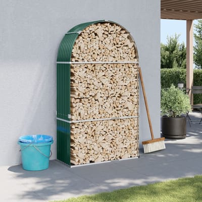 vidaXL - Haardhoutopslag - 120x45x210 - cm - gegalvaniseerd - staal - groen