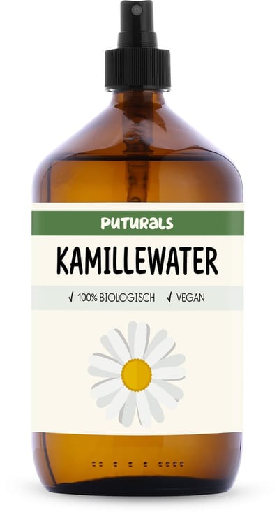 Puturals Kamillewater 100% Biologisch - 1000ml - Puur en Vegan - Kamillewater voor Haar, Huid of als Toner - Zonder Alcohol