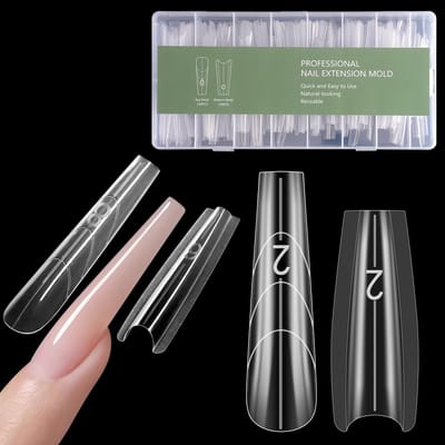 Namajunas - Nagel sjablonen verlenging - Nagel tips transparant - Nail forms - 240 stuks 15 maten - Nail art - Nepnagels - Kunstnagels voor polygel extension nagelkunst salon - Cadeaus voor vrouwen - Sandwich Dual Nail Vorm - Lange kist