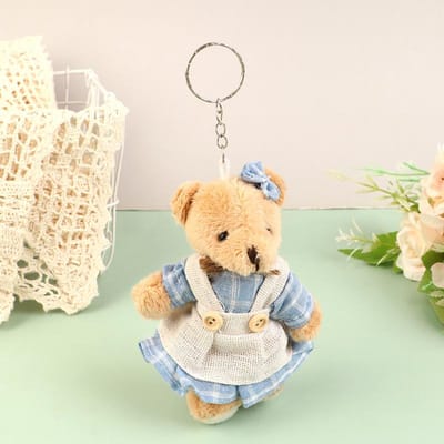 Schattige knuffelbeer, pluche speelgoedbeer, cartoonkonijn, bedeltje, zachte knuffelpop, sleutelhanger, rugzak, autotas, sleutelring, decoratie, kindercadeau beige