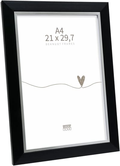 Deknudt Frames fotolijst S45VH2 - zwart met zilverbies - A4 - 21x29,7 cm