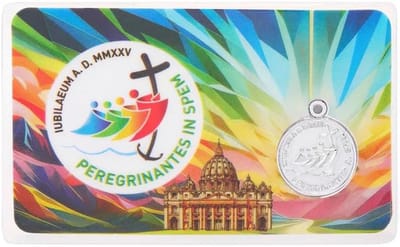 Heilige Kaart - Religieuze Santino - Spirituele Herinnering - Met Herdenkingsmedaille - 5 x 9 cm - Multicolor