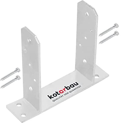 KOTARBAU® Paalhouder, Paalvoet, TT, Paaldrager, Verzinkt Staal, 140 mm, Zilver, Paalsteun, om te Schroeven, voor Houten Palen, voor Tuin