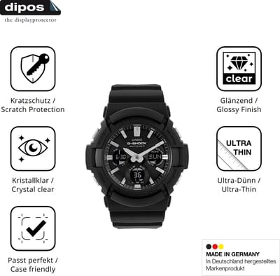 dipos – 6x Beschermfolie geschikt voor Casio G-Shock GAW-100 | Krasbestendige & heldere Screenprotector Ultra-Thin