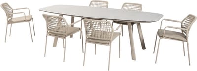 Manolo Barista dining tuinset 240x103xH75 cm 7 delig latte Taste 4SO