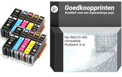 Huismerk Canon PGI-580 / CLI-581 XXL inkt 2 x 5 Kleuren Multipack (129ml)