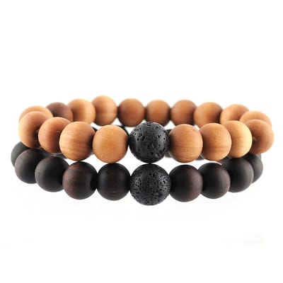 Houten Kralen Armbanden - Set van 2 stuks