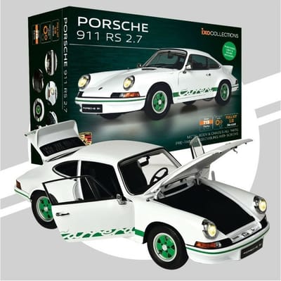 IXO Collections Modelbouwpakket Auto - 018 Porsche 911 RS 2.7 - Wit met Groen - Sportauto Metalen - 1:8 - Modelbouw