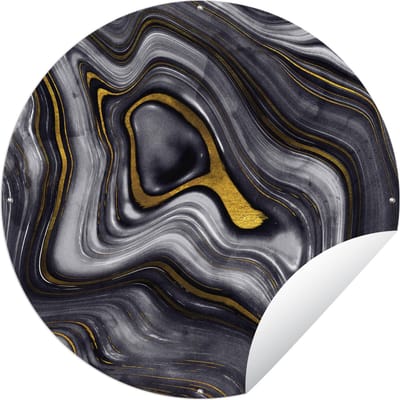 Tuincirkel Stenen - Agaat - Geode - Marmer - 60x60 cm - Ronde Tuinposter - Buiten