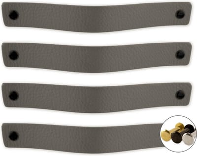 Leren handgrepen - Grijs - 4 stuks - 20 x 2,5 cm | incl. 3 kleuren schroeven voor de leren handgreep - Grijze handgrepen leer - Leren meubelgreep - Leren handvaten kast - Leren lus - Handgreep leer - Leren greepjes - Handvat leer - Leren deurgreep