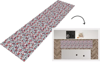 Keukenloper - Loper keuken - Stad - Patroon - Huizen - 200x50 cm - Keukenloper vinyl