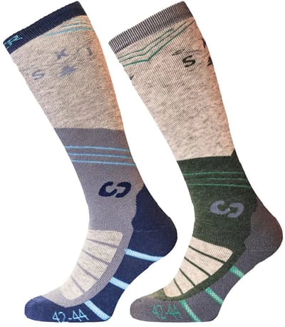 SINNER Mens Ski Socks Mountain Ski Double Pack Wintersportsokken Unisex - Maat 39-41