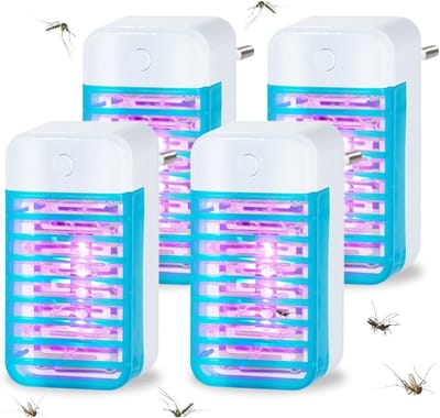 Effectieve Elektrische Insectenbestrijding met UV Lamp, 4-delige Muggenval en Vliegenval voor Binnengebruik, Ideaal voor Keuken en Woonkamer