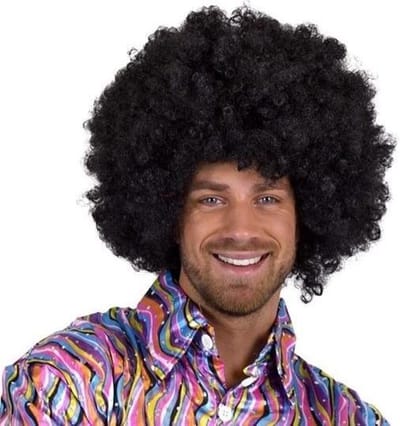 Kroeshaar Afro verkleed pruik - 2x stuks - zwart - Disco thema verkleed pruiken - grote bos krullen