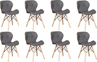 Happyment Moderne Eetkamerstoelen Grijs - Set van 8 - Woonkamerstoelen - Zithoogte 38cm - Keukenstoelen - Kuipstoel