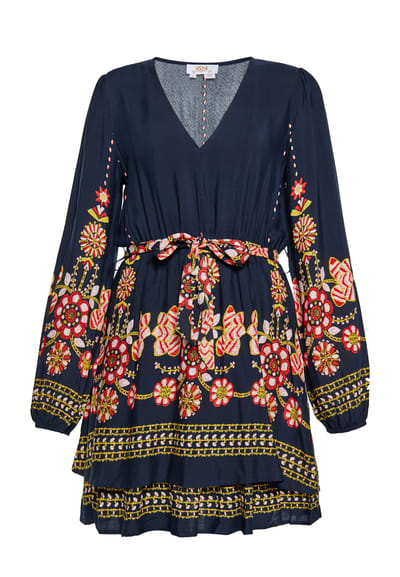 usha Jurk Dames Navy Veelkleurig